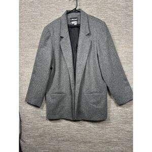 VTG Sag Harbor Wool Rich Blend Blazer Jacket Womens Size 22W Gray Casual Career